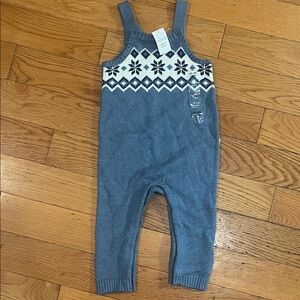 GAP Blue Knit Overalls with Snowflake Design